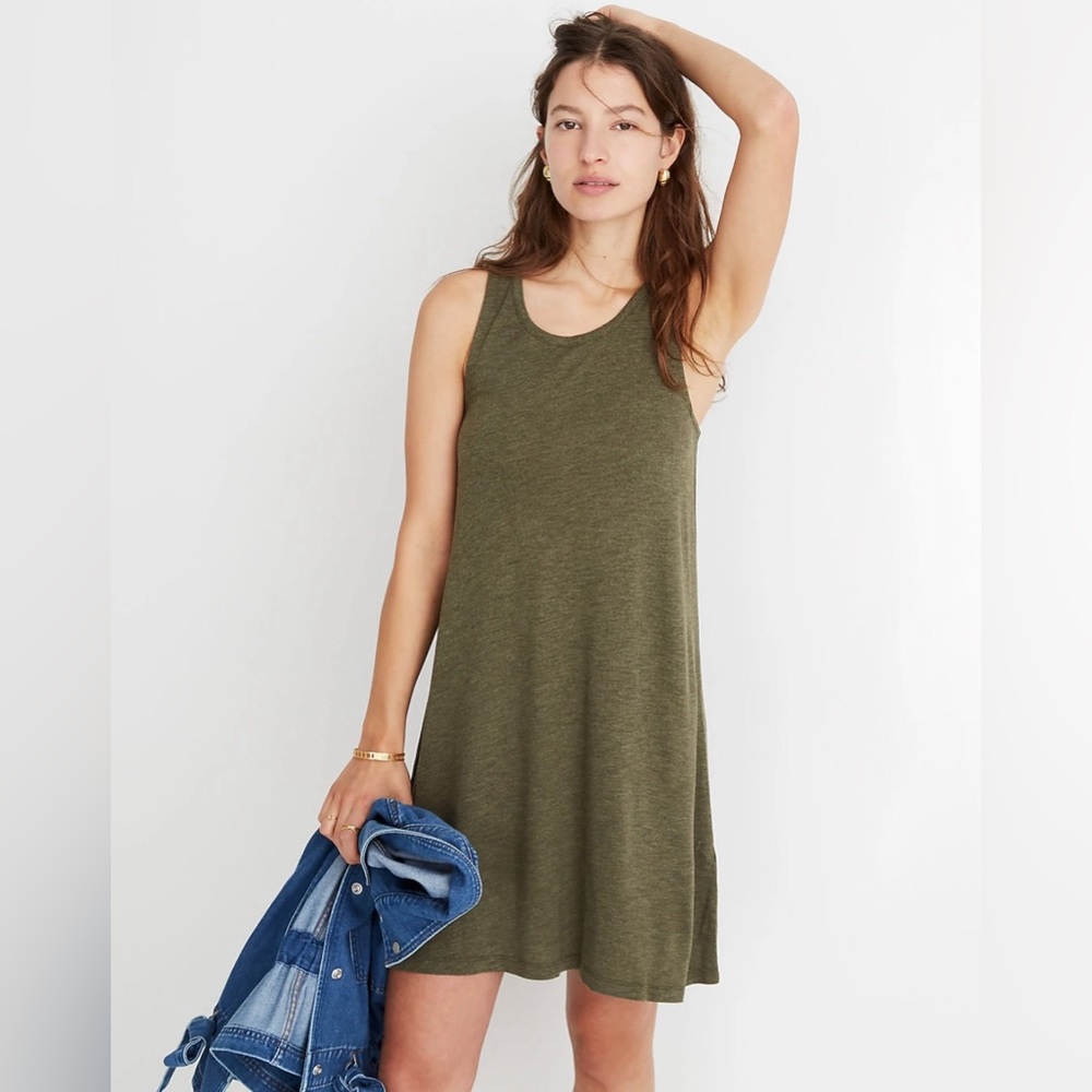 Madewell Highpoint Tank Dress in Olive Green Size Large Women’s Sleeveless
